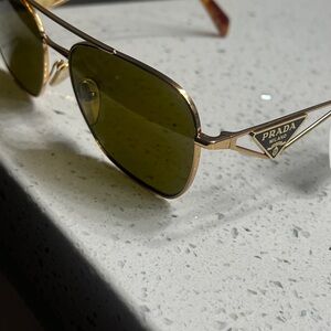 Prada Gold Aviator Sunglasses with Decorative Metalwork